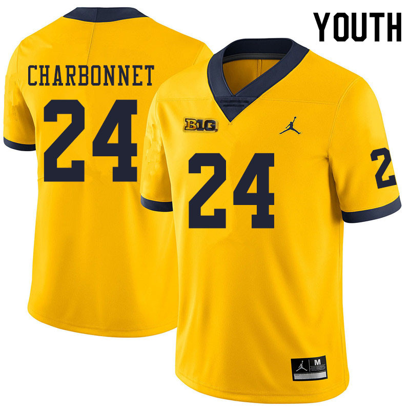 Youth #24 Zach Charbonnet Michigan Wolverines College Football Jerseys Sale-Yellow